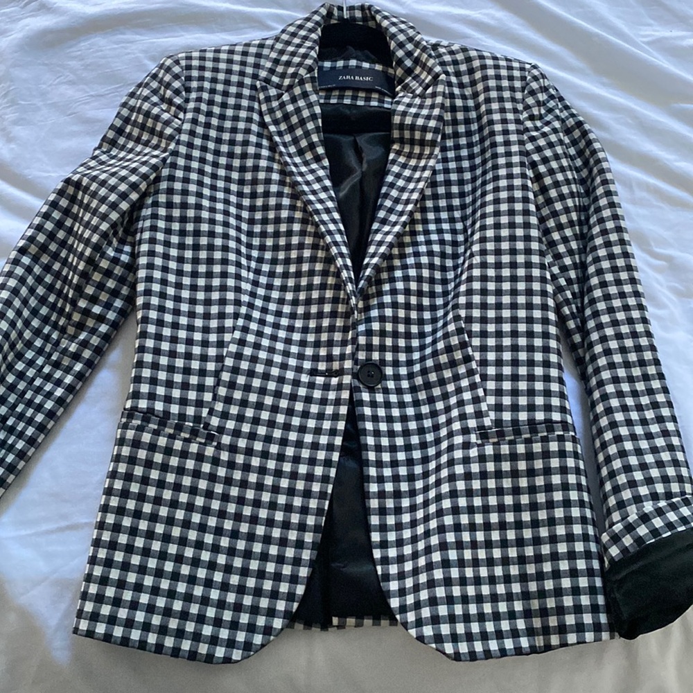 Zara gingham blazer size small